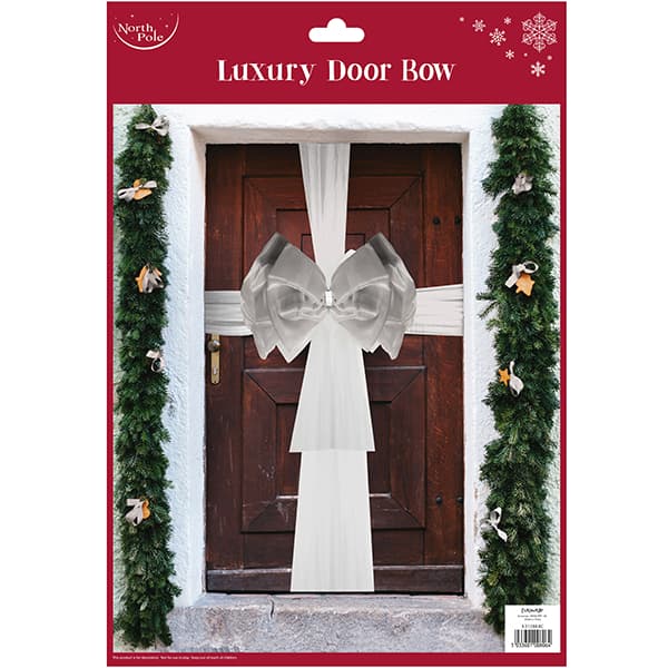(image for) White Silver Luxury Christmas Door Bow