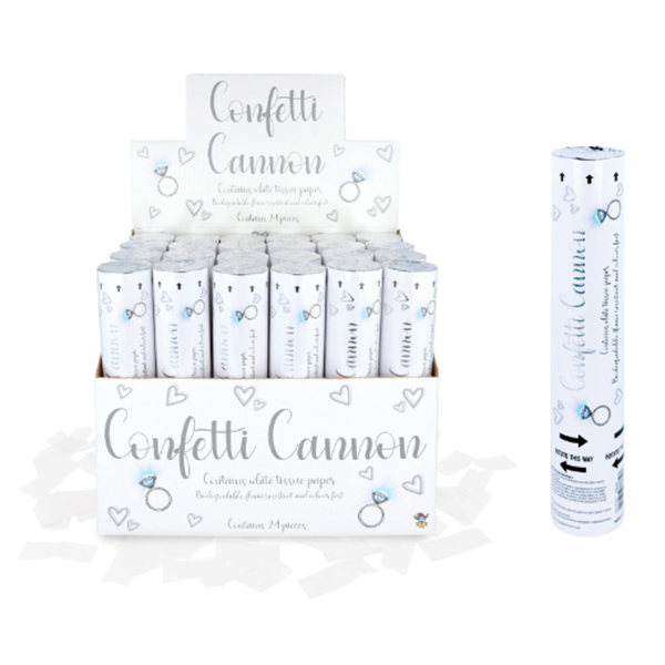 Silver Confetti Shooter Cannon 20cm With White Paper x1