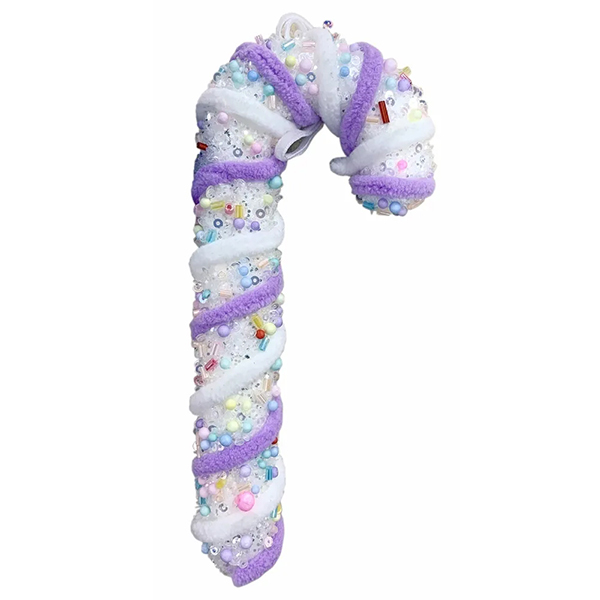 (image for) 17cm White & Purple Candy Cane Hanging Decoration