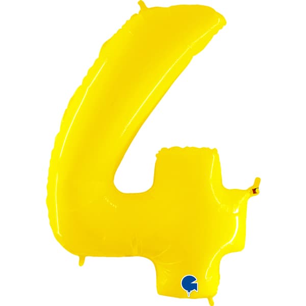 40" Grabo Yellow Shiny Number 4 Supershape Balloons