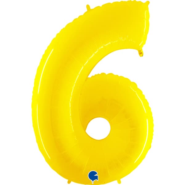 (image for) 40" Grabo Yellow Shiny Number 6 Supershape Balloons