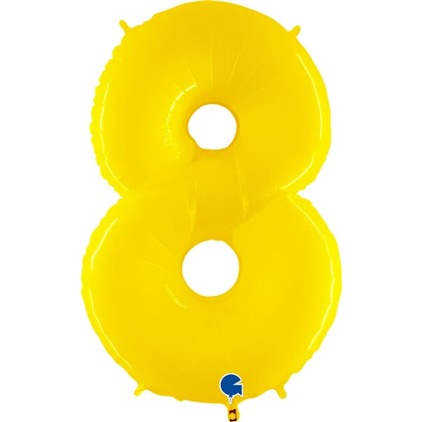 40" Grabo Yellow Shiny Number 8 Supershape Balloons